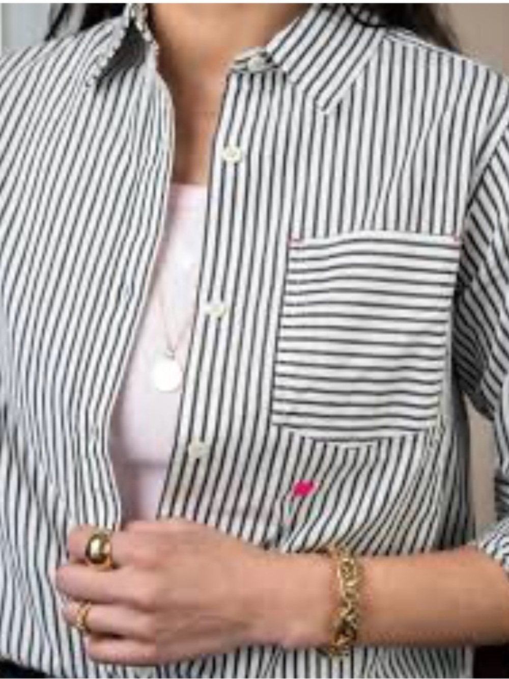 Kerry Rosenthal Striped Button-Up Shirt - Black and White